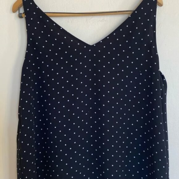 Loft Black & White Women’s Flirty Polka Dot Lightweight Tank Top Size Large - Picture 2 of 3